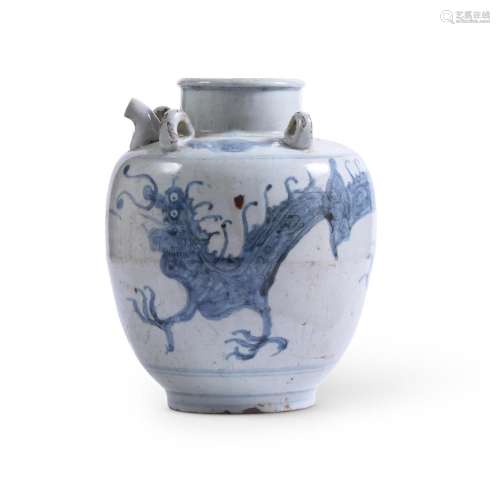 A PROVINCIAL CHINESE BLUE AND WHITE JAR