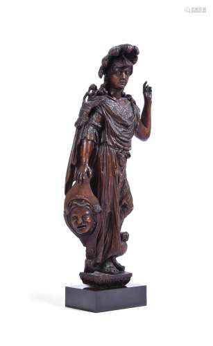 A CARVED SOFTWOOD FIGURE OF DAVID ITALIAN OR FLEMISH