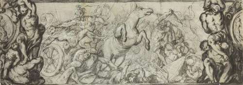 Italian School,  late 16th century-  Battle scene