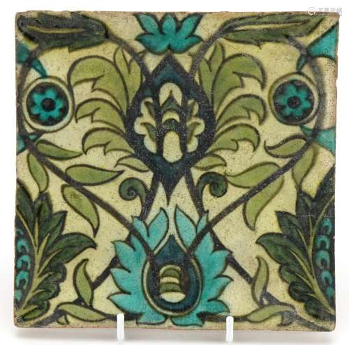 William De Morgan, Arts & Crafts pottery tile hand paint...