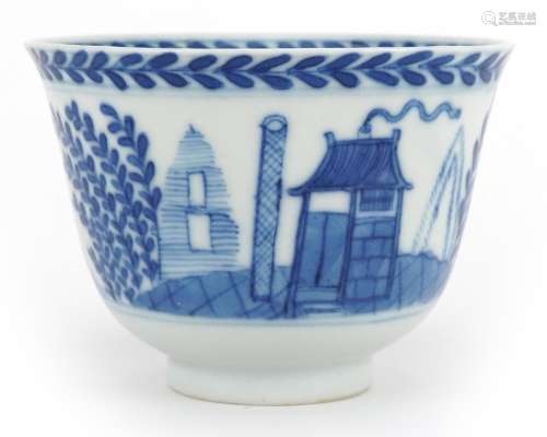 Chinese blue and white porcelain tea bowl finely hand painte...