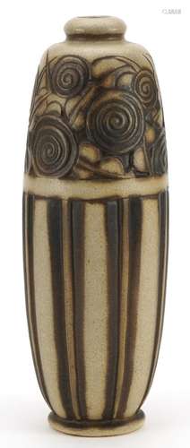 Mougin Nancy, French Art Deco vase incised with stylised mot...