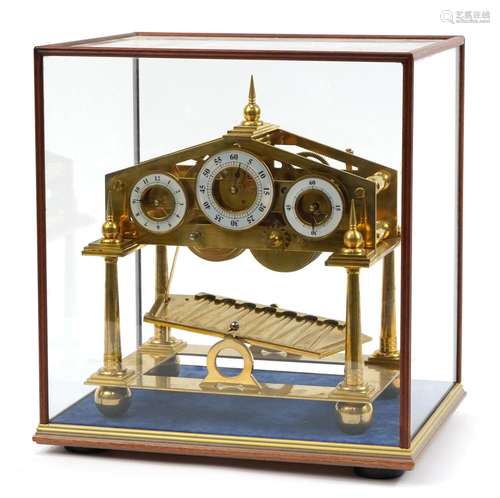 Gilt brass Congreve rolling ball clock with fusee movement a...