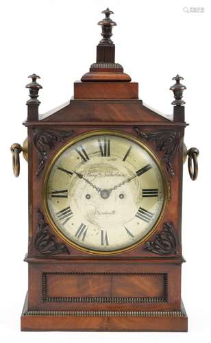 Early 19th century mahogany bracket clock striking on a bell...