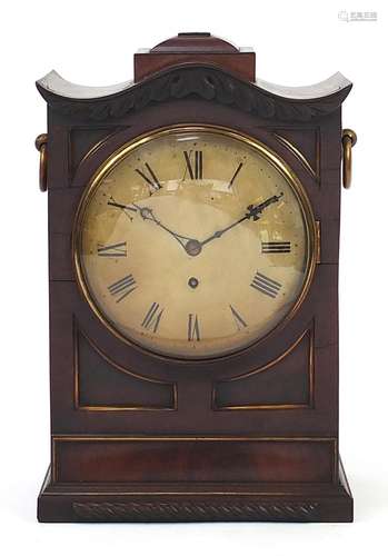 Early 19th century mahogany bracket clock with circular dial...