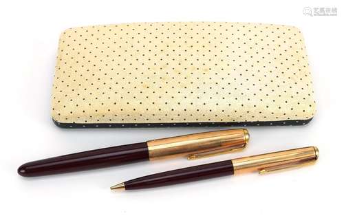 Parker 51 fountain pen and propelling pencil set with fitted...