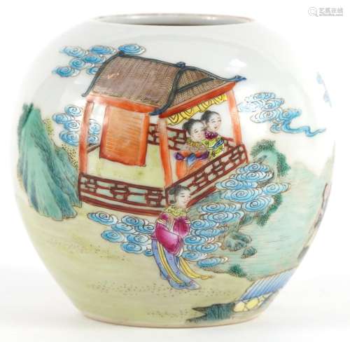 Chinese porcelain globular vase hand painted in the famille ...