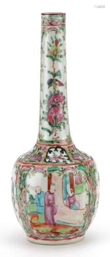 Chinese Canton porcelain vase hand painted in the famille ro...
