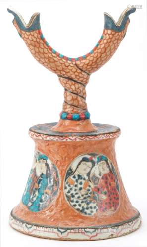 Chinese Islamic pottery candlestick decorated in low relief ...