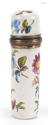 19th century French silver mounted enamel scent bottle hand ...