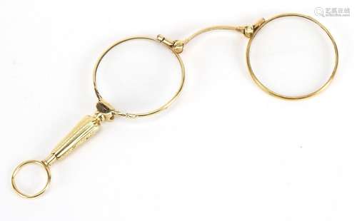 Pair of Victorian unmarked gold folding lorgnettes retailed ...