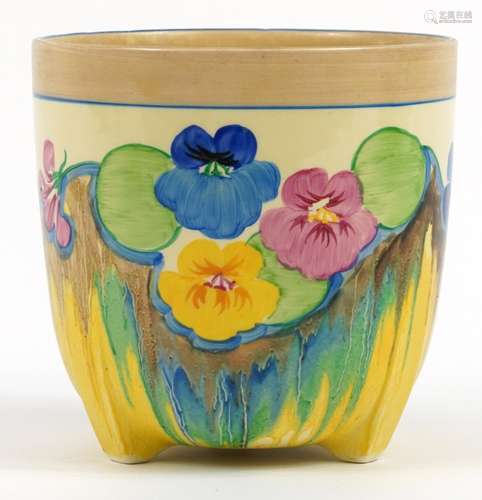 Clarice Cliff, Art Deco Bizarre pottery three footed jardini...