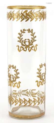 Venetian facetted glass vase gilded with wreaths, 20cm high
