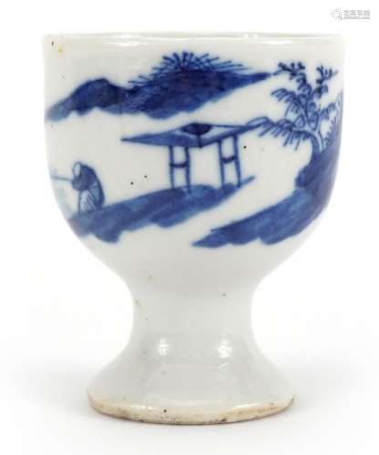Chinese blue and white porcelain eggcup hand painted with a ...