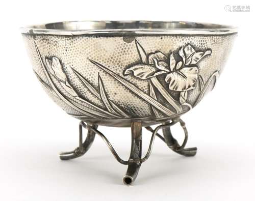 Kuhn & Komor, Japanese sterling silver bowl raised on th...