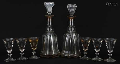 Set of six 18th century illusion glasses and a pair of decan...