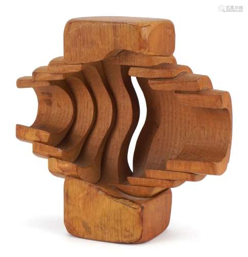 Brian Willsher, Modernist teak abstract carving, indistinctl...