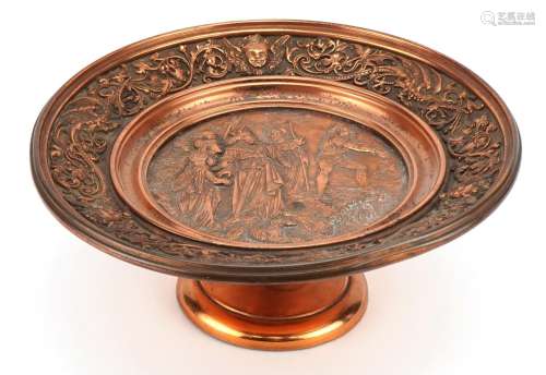 Art Union of London, Victorian copper pedestal tazza decorat...