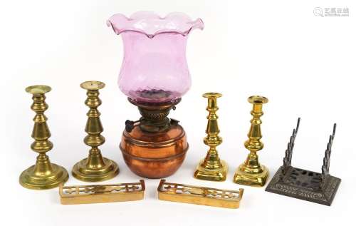 Victorian and later sundry items including antique brass can...