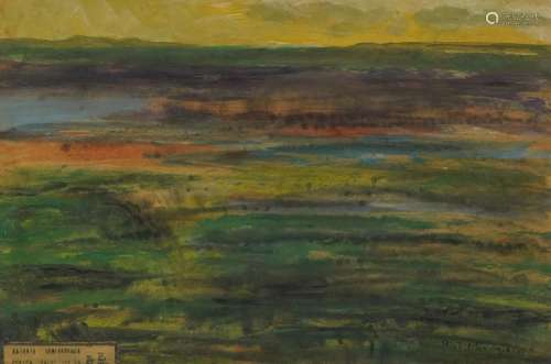 Panoramic rural landscape, continental school oil on board, ...