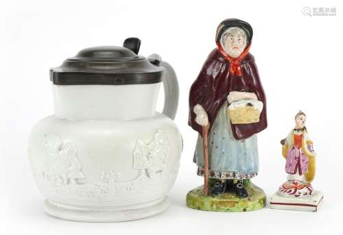 Early 19th century ceramics including a pearlware figure and...
