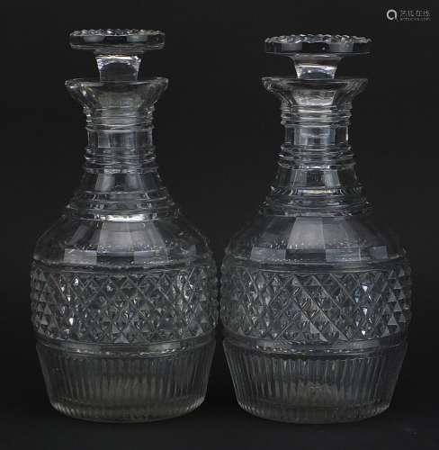Pair of 18th century Irish cut glass decanters with stoppers...