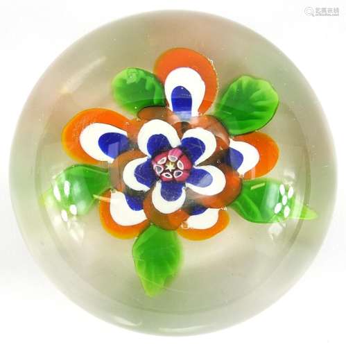 19th century St Louis glass floral paperweight, approximatel...