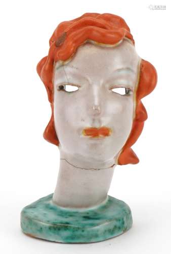 Goldschneider, Austrian Art Deco hand painted mask of a youn...
