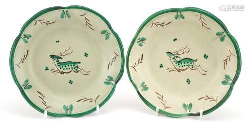 Bo Fajans Gefle, pair of mid century Swedish dishes hand pai...