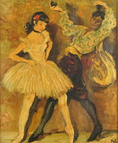 Manner of Marcel Dyf - Two females dancing, French school oi...