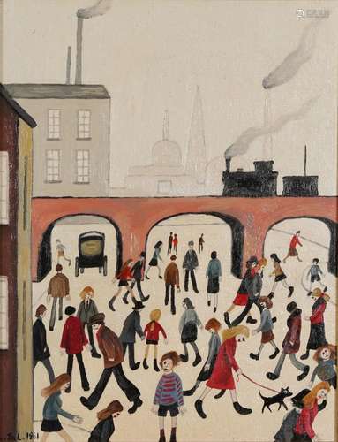 Manner of Laurence Stephen Lowry - Industrial landscape with...