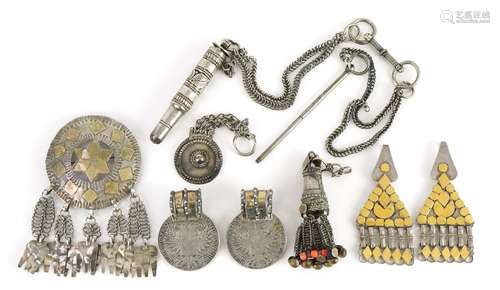 Collection of Tribal interest unmarked silver jewellery incl...