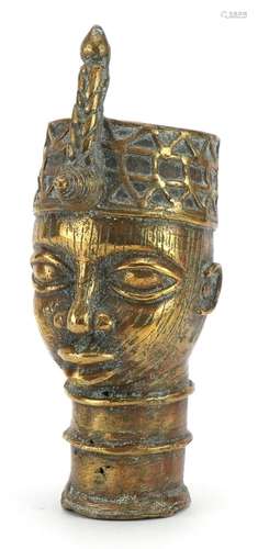 African tribal interest Benin style bronze bust of a tribesm...