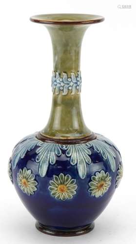 Royal Doulton stoneware vase decorated in relief with stylis...