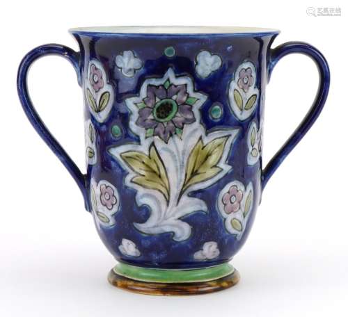 Doulton stoneware loving cup with twin handles hand painted ...