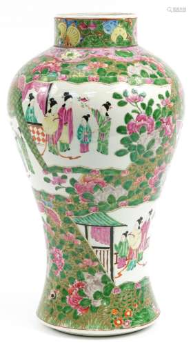 Large Chinese porcelain baluster vase hand painted with in t...
