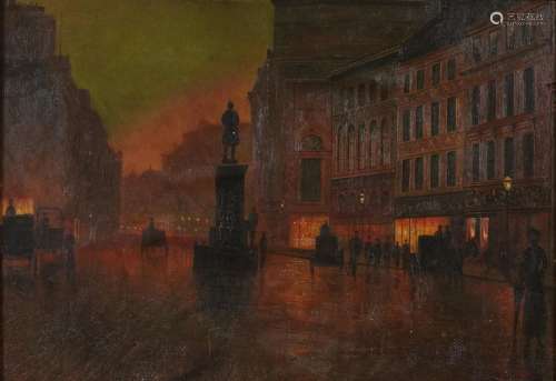 Liverpool street scene with horse and cart, oil on canvas, m...
