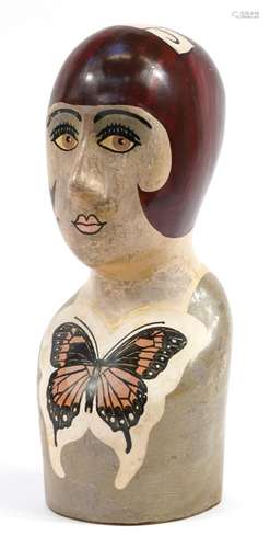 Contemporary hand painted bust of a female by Molly Moss, si...