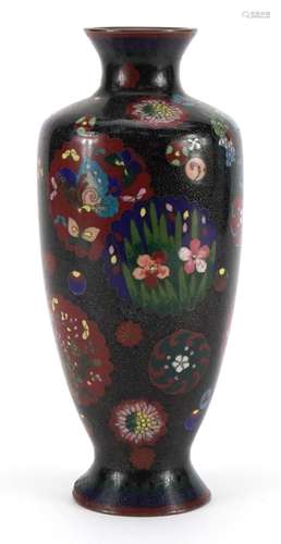 Japanese cloisonne vase enamelled with roundels of flowers, ...