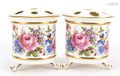 Pair of Lynton porcelain three footed pot pourri vases and c...