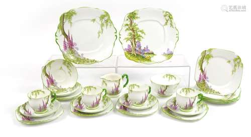 Royal Albert Foxglove pattern teaware including trios, milk ...