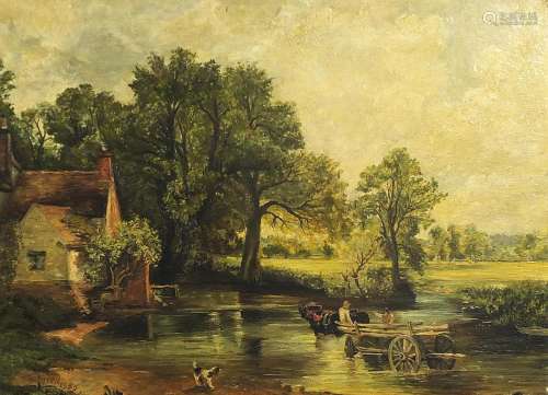 After John Constable, rural landscape with horse and cart, o...