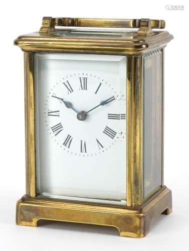 Richard & Co, brass cased carriage clock with enamelled ...
