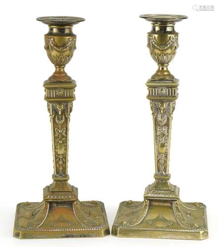 Pair of early 20th century silver plated Adams Revival candl...