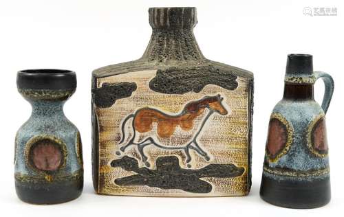 West Germany pottery including a Scheurlch horse vase number...