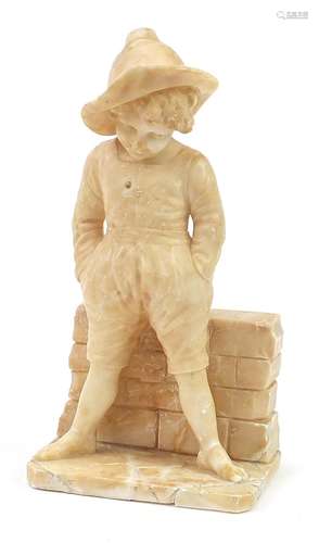 Alabaster sculpture of a standing young Dutch boy, 39cm high