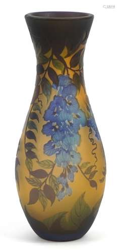 Galle style cameo glass vase decorated with flowers signed G...