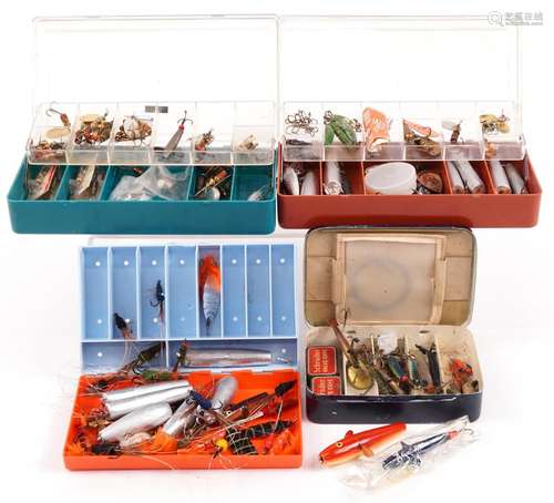 Large collection of vintage and later fishing lures, some na...