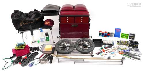 Boss fishing tackle box with a selection of fishing tackle i...