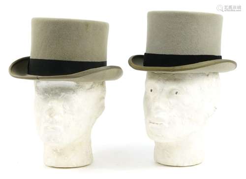 Two vintage gentlemens top hats comprising Wilson & Staf...